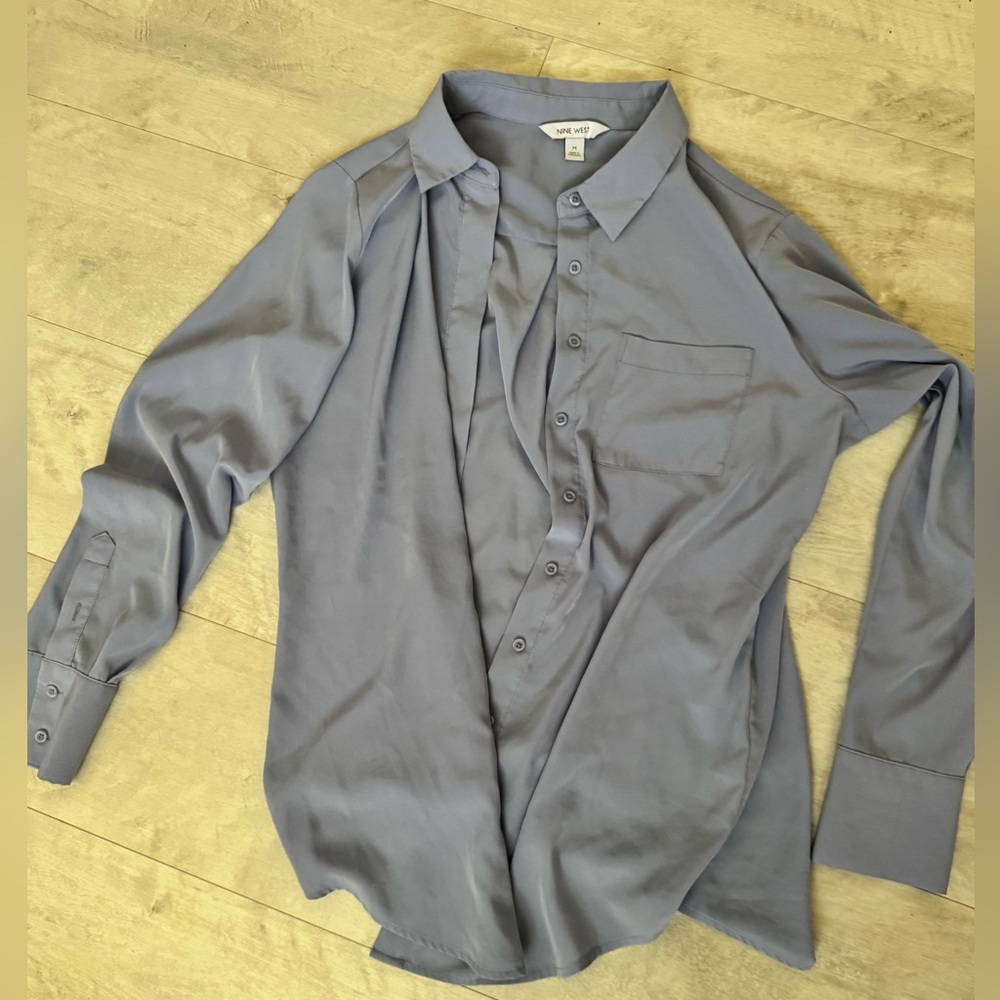 Nine West Women's Blue Button Down Shirt